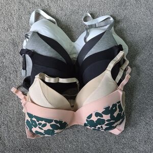 Lively Mixed Color Bra Set - Pink Floral, Beige, Black, Gray, White